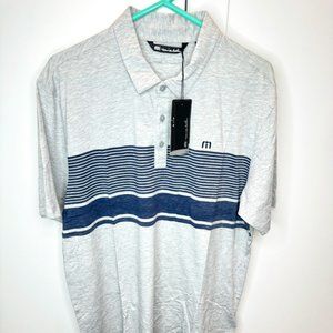 New NWT Men's Travis Mathew Striped Polo Shirt Size Large